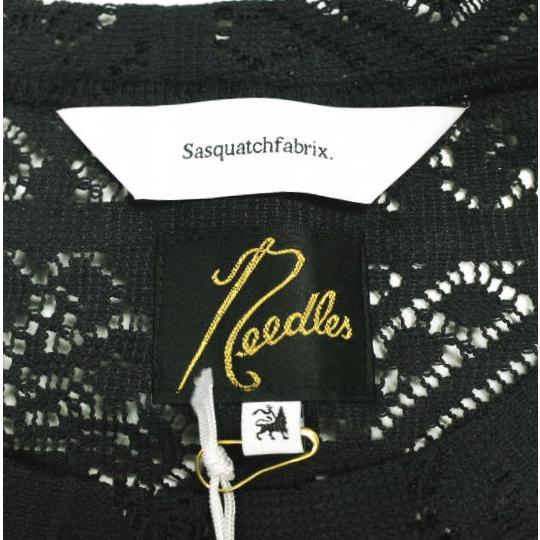 Sasquatchfabrix レース半袖シャツ　ブラック　サイズL Sasquatchfabrix レース半袖シャツ ブラック サイズL