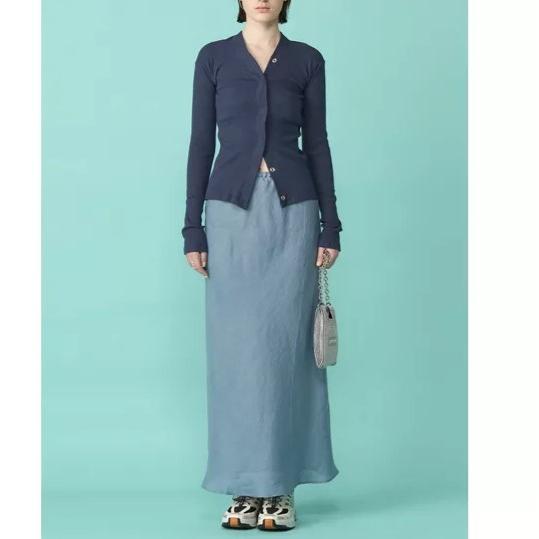 新品 BASERANGE ベースレンジ 25SS DYDINE SKIRT リネンロングスカート XS TRUSS BLUE イージー 定価22,770円 ボトムス g22937 |  | 02