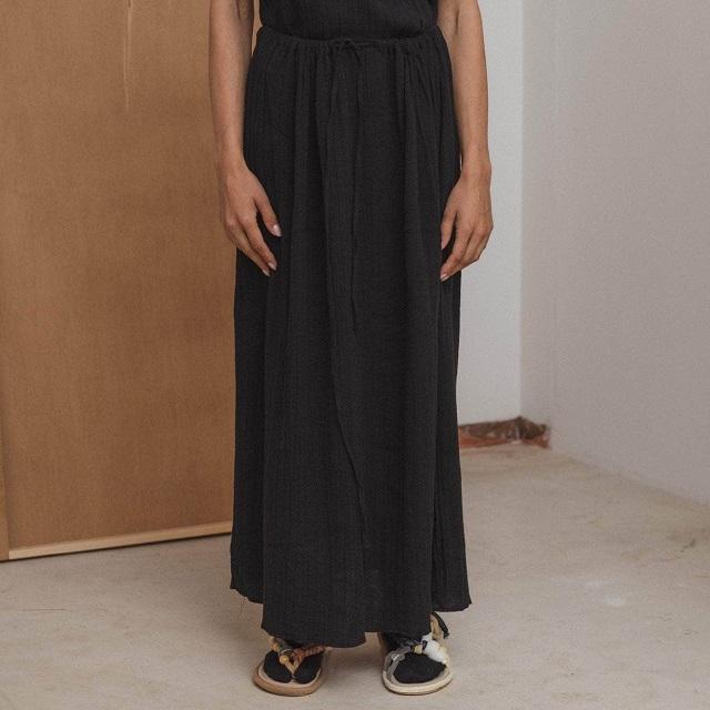 新品 BASERANGE ベースレンジ 25SS MAX SKIRT - Crinkle Linen コットンリネン ロングスカート SKMX-LC-SP25 XS Black 定価27,280円 g22941 |  | 01