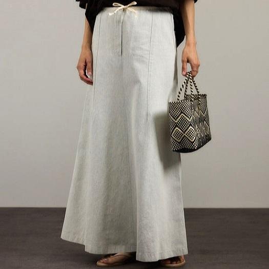 BASERANGE ベースレンジ 25SS MAX SKIRT - Crinkle Linen コットンリネン ロングスカート SKMX-LC-SP25 S Black 定価27,280円 ボトムス【新古品】【中古】【BASERANGE】 BASERANGE ベースレンジ 25SS MAX SKIRT - Crinkle Linen コットン