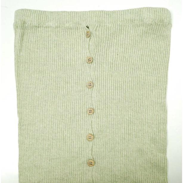新品 BASERANGE ベースレンジ 24AW フランス製 DANDE SKIRT リブニット ボタンダウンスカート XS Light Green 定価49,940円 ボトムス |  | 05
