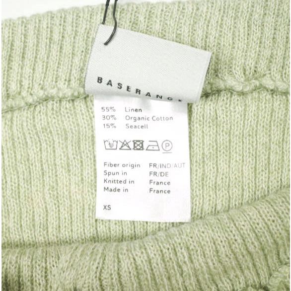 新品 BASERANGE ベースレンジ 24AW フランス製 DANDE SKIRT リブニット ボタンダウンスカート XS Light Green 定価49,940円 ボトムス |  | 07