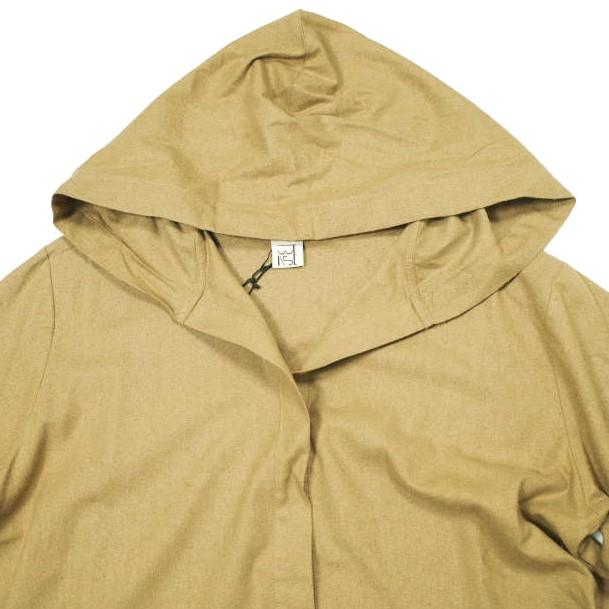 新品 BASERANGE ベースレンジ 23AW VESTER DRESS - Wild Silk ワイルドシルク フード付きロングワンピース XS Bath Brown 定価36,740円 |  | 04