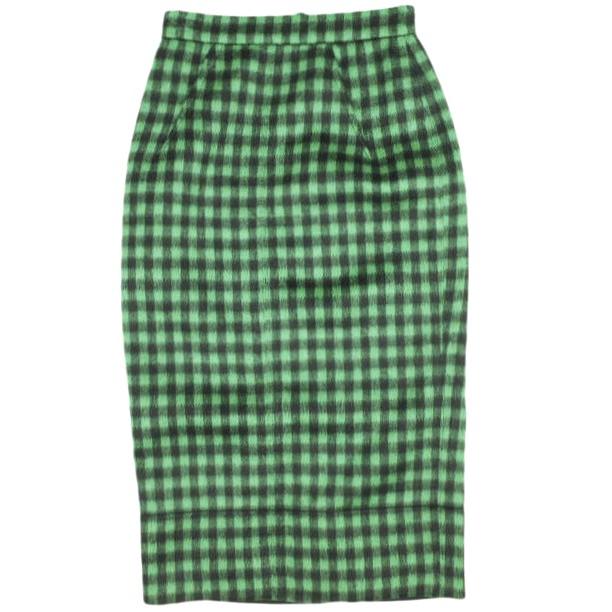 新品 N°21 ヌメロヴェントゥーノ 22AW ヴィシーチェックシャギースカート 22I-C151-3001 40 GREEN 定価75900円 タイト ペンシル 神崎恵着用 | 