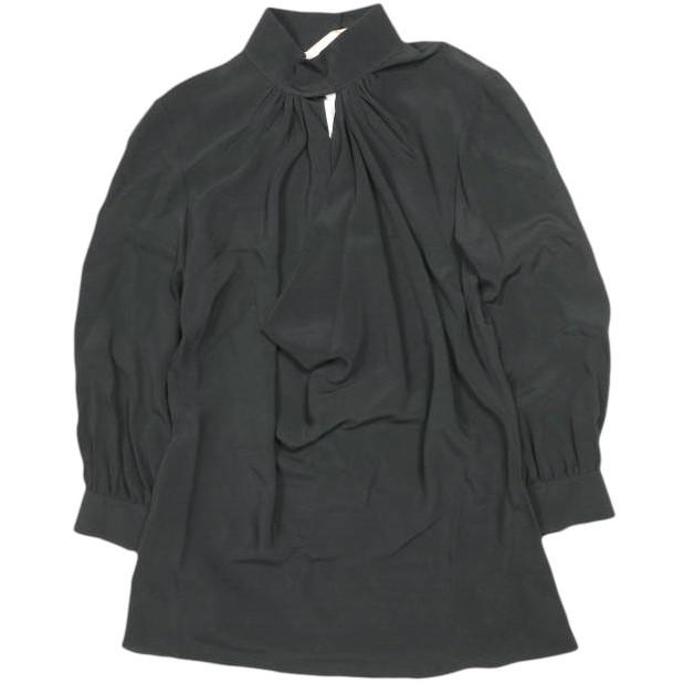 新品 N°21 ヌメロヴェントゥーノ 23SS アセテートシルク オープンネックブラウス 23S-G041-5111 40 BLACK 定価64,900円 長袖 シャツ | 
