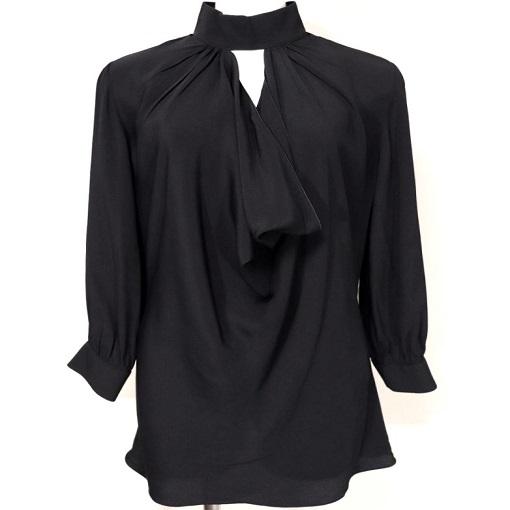 新品 N°21 ヌメロヴェントゥーノ 23SS アセテートシルク オープンネックブラウス 23S-G041-5111 40 BLACK 定価64,900円 長袖 シャツ |  | 02