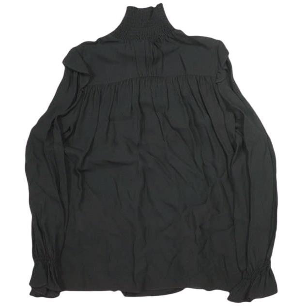 新品 N°21 ヌメロヴェントゥーノ 23AW ハイネックフリルブラウス 23A-G071-5132 40 BLACK 定価74,800円 長袖 レーヨン ギャザー シャツ |  | 01