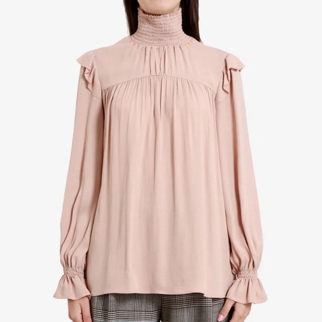 新品 N°21 ヌメロヴェントゥーノ 23AW ハイネックフリルブラウス 23A-G071-5132 40 BLACK 定価74,800円 長袖 レーヨン ギャザー シャツ |  | 02