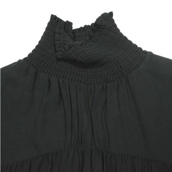 新品 N°21 ヌメロヴェントゥーノ 23AW ハイネックフリルブラウス 23A-G071-5132 40 BLACK 定価74,800円 長袖 レーヨン ギャザー シャツ |  | 04