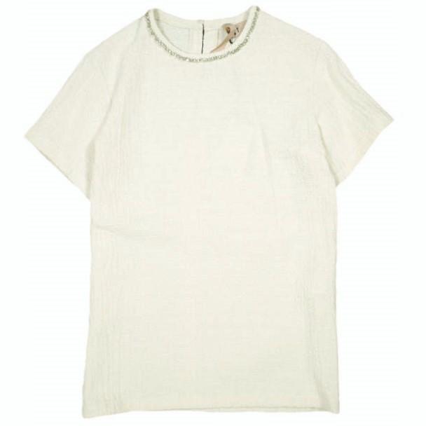 新品 N°21 ヌメロ ヴェントゥーノ シアーレース 半袖シャツ ホワイト 花柄 ヌメロヴェントゥーノ N21 N°21 KIDS ワンピース N2100H N0396