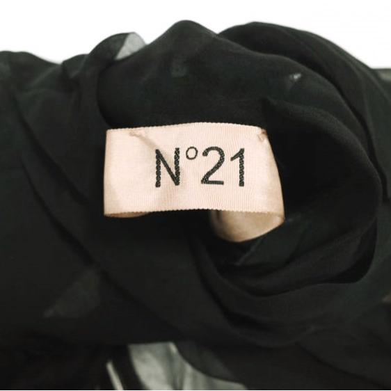 新品 N°21 ヌメロヴェントゥーノ 23SS ドレープシフォンシルクブラウス 23SW-G041-5586 38 定価126,500円 ストール付き シースルー シャツ |  | 03