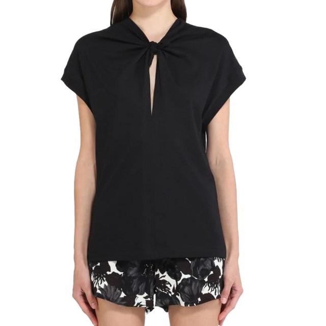 新品 N°21 ヌメロヴェントゥーノ 24SS リボンデザインハーフスリーブトップス 24S-F021-4157 38 BLACK Tシャツ カットソー 定価42,900円 |  | 02