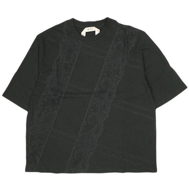 新品 N°21 ヌメロヴェントゥーノ 24SS オーバーサイズレースTシャツ 24P-F042-6330 XS BLACK ロゴ カットソー 定価69,300円 トップス | 