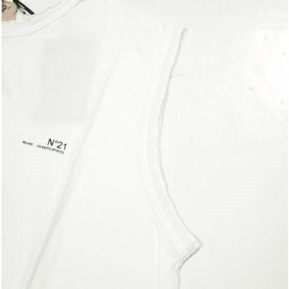 新品 N°21 ヌメロヴェントゥーノ 22SS ロゴプリント ノースリーブTシャツ 22SW-F101-4203 40 WHITE カットソー 定価25,300円 トップス |  | 06