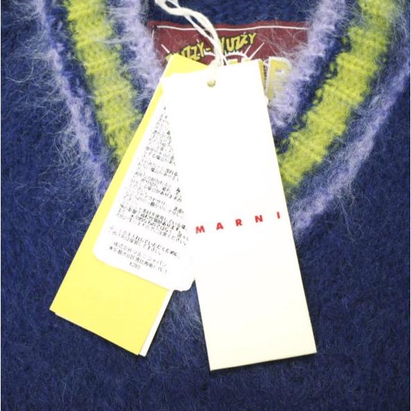 新品 MARNI マルニ 23AW FUZZY WUZZY ブルーストライプトリムモヘヤジャンパー Vネックカレッジニット CVMD0108Q0 UFU108 38 定価138,600円 |  | 03