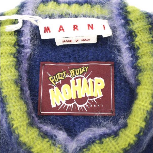 新品 MARNI マルニ 23AW FUZZY WUZZY ブルーストライプトリムモヘヤジャンパー Vネックカレッジニット CVMD0108Q0 UFU108 38 定価138,600円 |  | 04