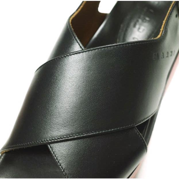 新品 MARNI マルニ 22SS フスベッドウエッジソールサンダル ZPMS007506 P3586 38(24-24.5cm) BLACK 定価119,900円 レザーストラップ 厚底 |  | 06