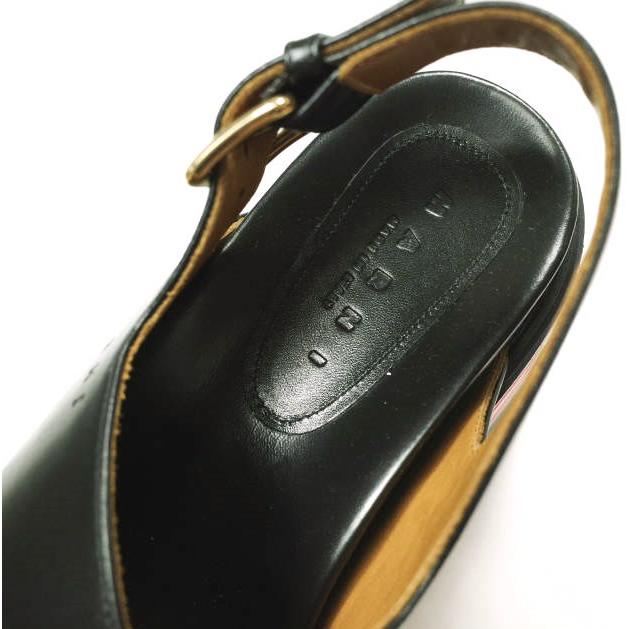 新品 MARNI マルニ 22SS フスベッドウエッジソールサンダル ZPMS007506 P3586 38(24-24.5cm) BLACK 定価119,900円 レザーストラップ 厚底 |  | 07