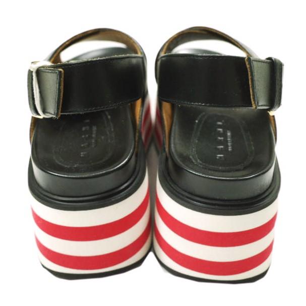 新品 MARNI マルニ 22SS フスベッドウエッジソールサンダル ZPMS007506 P3586 37(23.5-24cm) BLACK 定価119,900円 レザーストラップ 厚底 |  | 03