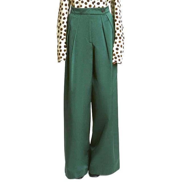 新品 DRIES VAN NOTEN ドリスヴァンノッテン 22AW PAMPLONA 5286 W.W. PANTS 2タックバギーパンツ 34 EMERALD GREEN 定価77,000円 ワイド |  | 02