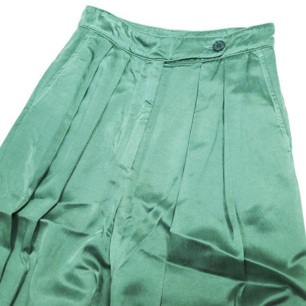新品 DRIES VAN NOTEN ドリスヴァンノッテン 22AW PAMPLONA 5286 W.W. PANTS 2タックバギーパンツ 34 EMERALD GREEN 定価77,000円 ワイド |  | 05