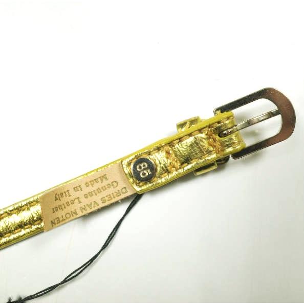 新品 DRIES VAN NOTEN ドリスヴァンノッテン イタリア製 BELT23/550 QU.814 W.L.BELT メタリックレザーナローベルト 85 GOLD g23034 |  | 03