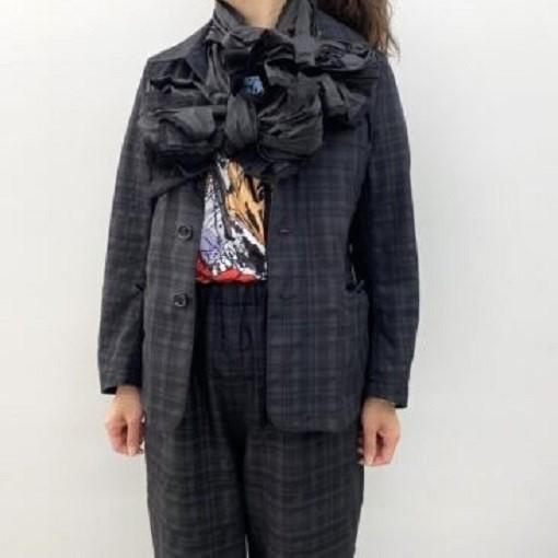 新品 tao COMME des GARCONS タオ コムデギャルソン 23SS チェック×ナイロンタフタスカーフ付きジャケット TK-J014 S グレー 定価165,000円 |  | 02