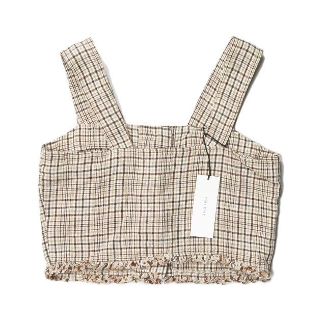 新品 PHEENY フィーニー 19SS 日本製 Linen check camisole tops 