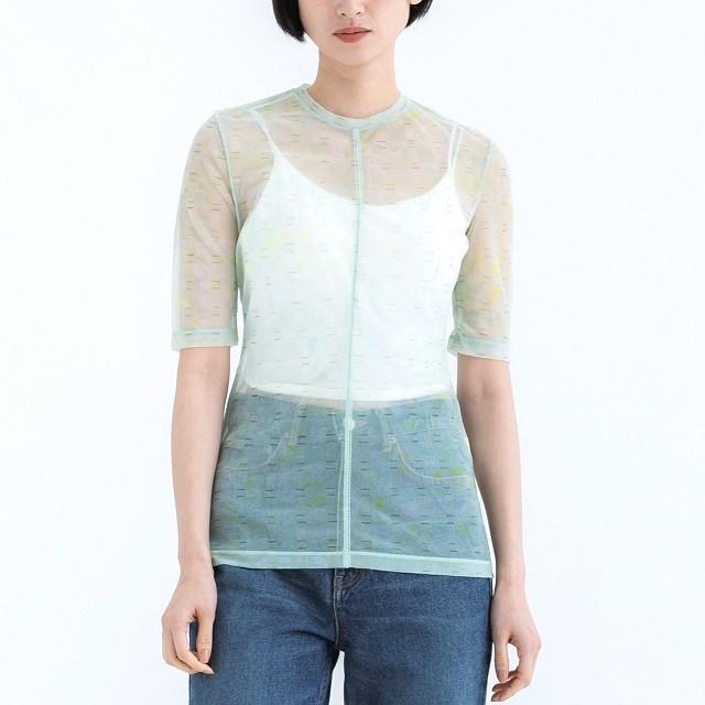新品 Mame Kurogouchi マメクロゴウチ Marble Printed Plaid Sheer Crew Neck Top シアーカットソー MM23SS-JS021 2 MINT 定価29,700円 |  | 02