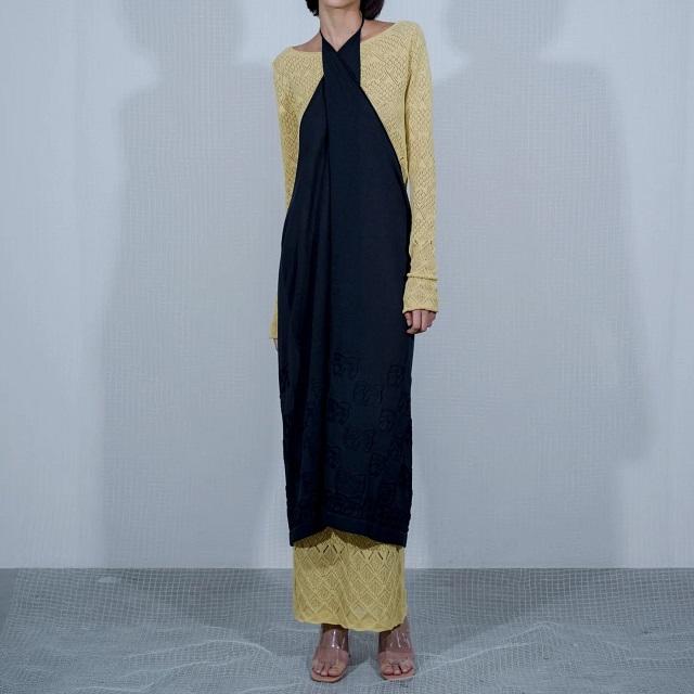 新品 TAN タン 23SS 日本製 SIGNATURE PATTERNED TWIST DRESS＆CROPPED TEE ワンピース ＆ Tシャツ セットアイテム TN23SS023 BLACK |  | 02