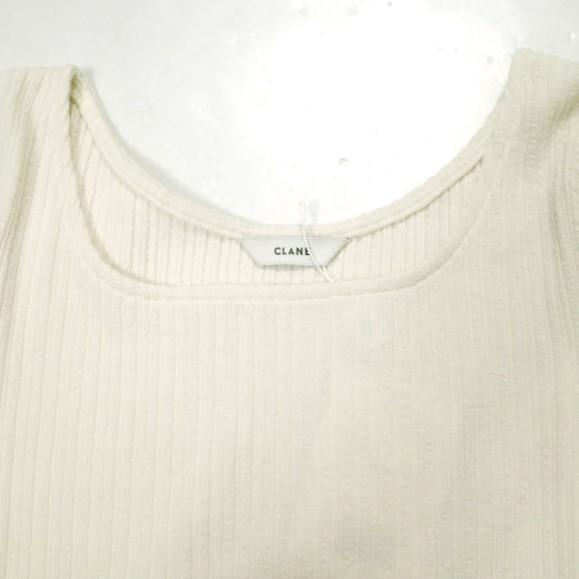 新品 CLANE クラネ 日本製 RIB DEEP NECK TOPS リブディープネックトップス 12105-1312 1 WHITE 半袖 スクエアネック カットソー トップス |  | 05