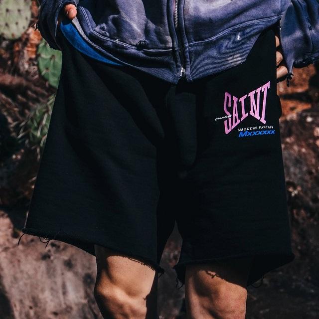 新品 SAINT MICHAEL セントマイケル 25SS SWEAT SHORTS / RIBON SAINT カットオフ スウェットショーツ SM-HR8-0000-059 S BLACK Mxxxxxx |  | 02