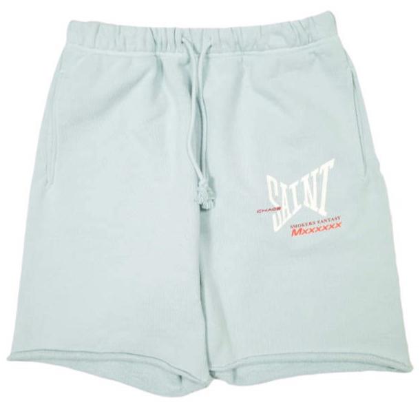 新品 SAINT MICHAEL セントマイケル 25SS SWEAT SHORTS / RIBON SAINT カットオフ スウェットショーツ SM-HR8-0000-060 S BLUE Mxxxxxx | 