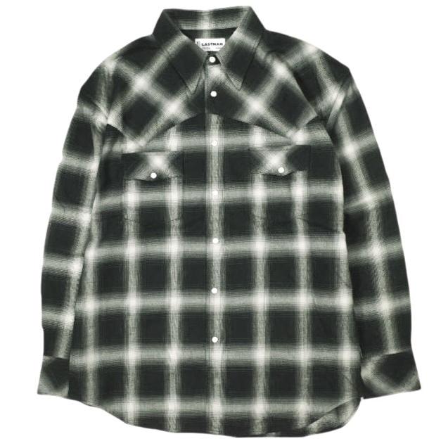 新品 LASTMAN ラストマン 25SS 日本製 OMBRE PLAID WESTERN SHIRTS オンブレチェックウエスタンシャツ 251LM-SH03 L BLACK 定価77,000円 | 