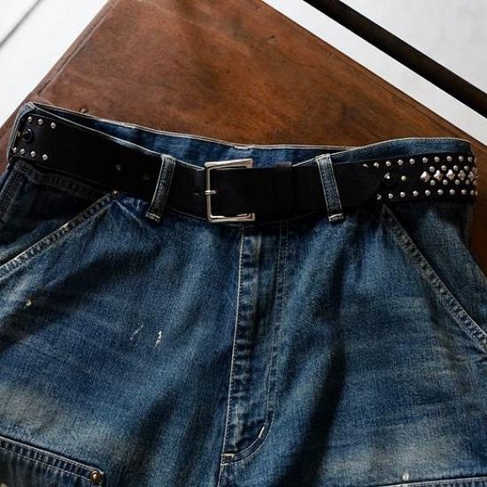 新品 LASTMAN x WOLF'S HEAD ラストマン ウルフズヘッド 25SS STUDDED BELT 35mm スタッズベルト 251LM-AC11 L(36) BLACK 定価302,500円 |  | 03
