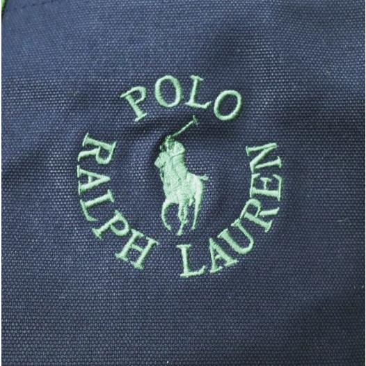 POLO RALPH LAUREN ポロ・ラルフローレン ロゴエンブロイダード キャンバストートバッグ 405898642001 NAVY/GREEN 特大サイズ カバン |  | 03