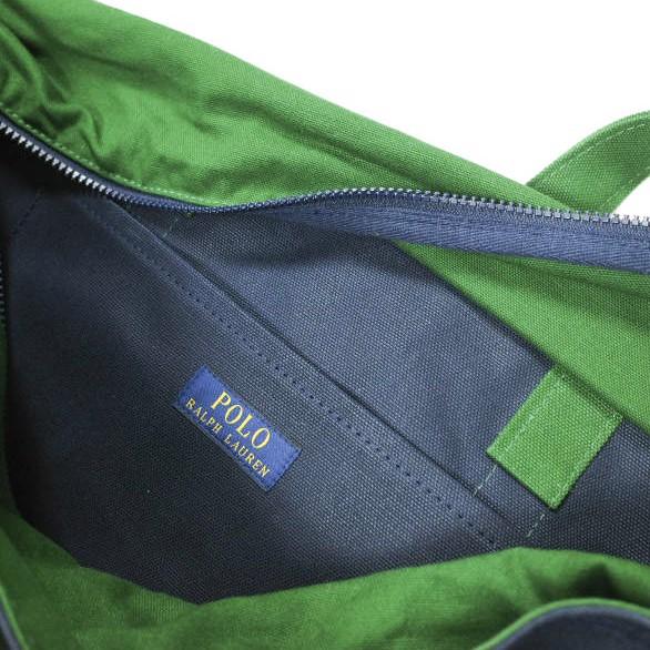 POLO RALPH LAUREN ポロ・ラルフローレン ロゴエンブロイダード キャンバストートバッグ 405898642001 NAVY/GREEN 特大サイズ カバン |  | 08