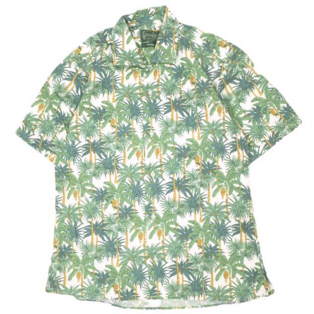 GITMAN BROS VINTAGE ギットマンブラザーズ ヴィンテージ アメリカ製 ヤシの木プリント キャンプシャツ S Green 半袖 開襟 オープンカラー | 