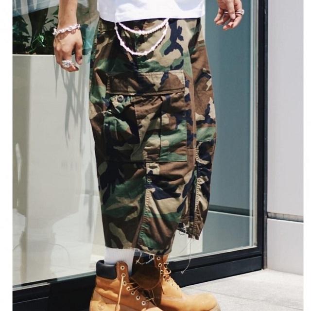 PLAN B プランビー 24SS REMAKE CAMO CROPPED CARGO PANTS リメイクカモフラージュクロップドパンツ M Olive 定価33,000円 REBELLE DE LUXE |  | 02