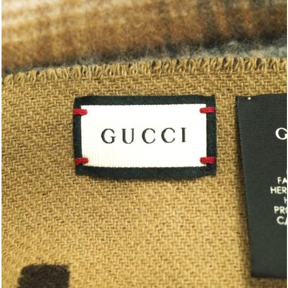 GUCCI グッチ イタリア製 GGロゴ リバーシブルポンチョ 145x185cm BROWN/BEIGE ケープ コート ショール 大判 ストール チェック アウター |  | 05