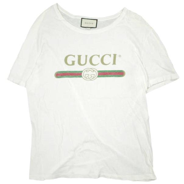 GUCCI グッチ イタリア製 GUCCI ロゴ ウォッシュドオーバーサイズ Tシャツ 440103-X3F05 XL WHITE 定価82,500円 トップス g23285 | 