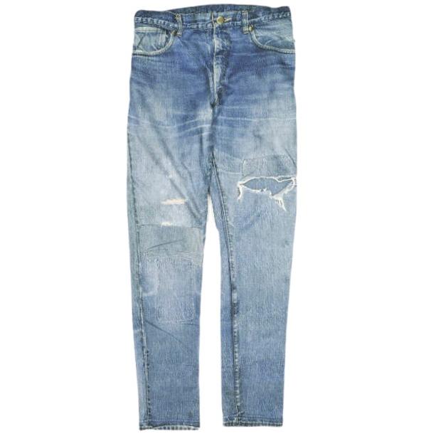 1piu1uguale3 ウノピュウノウグァーレトレ 日本製 TRANSFER TAPERED SWEAT PANTS 転写デニムスウェットパンツ MRP114 PCT006 IV(M) Indigo | 