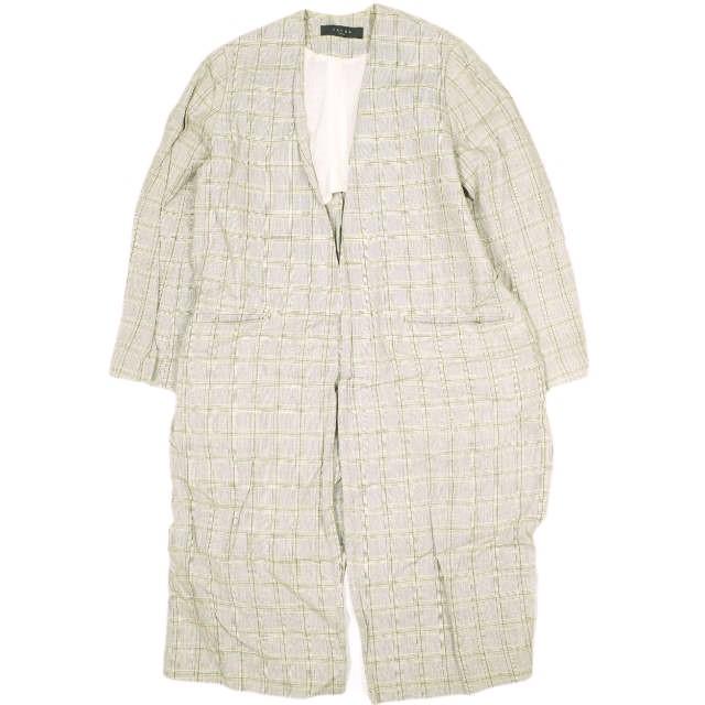 SACRA サクラ 19SS 日本製 リネンコットン グレンチェック ガウンコート 119102081 38 BEIGE アウター g23322 | 