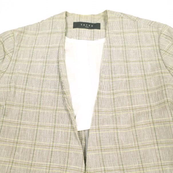 SACRA サクラ 19SS 日本製 リネンコットン グレンチェック ガウンコート 119102081 38 BEIGE アウター g23322 |  | 02