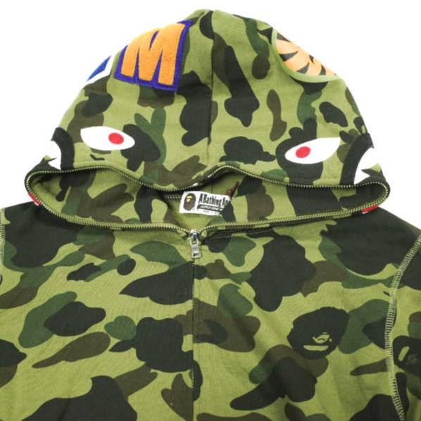 新品 A BATHING APE ア ベイシング エイプ 1ST CAMO SHARK FULL ZIP HOODIE カモフラージュ シャークパーカー 001ZPI201004M L GREEN |  | 03