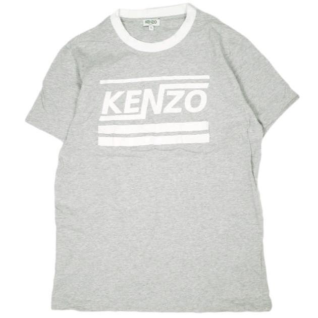 KENZO ケンゾー ポルトガル製 DISTORTED LOGO TEE ロゴプリントリンガーTシャツ F855TS0184SA S GRAY 半袖 トリム トップス g23412 | 