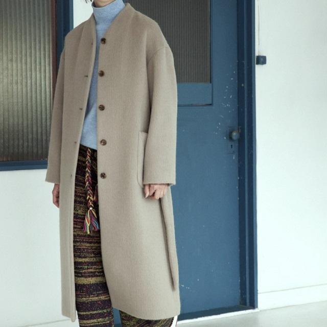 Steven Alan スティーブンアラン 22AW MOHAIR SHAGGY LONG COAT モヘヤシャギーロングコート 8225-299-0389 S カーキ ノーカラーリバー |  | 02