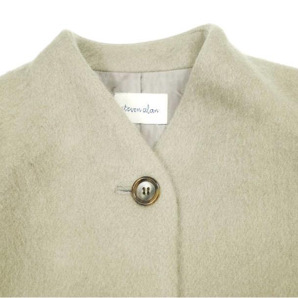 Steven Alan スティーブンアラン 22AW MOHAIR SHAGGY LONG COAT モヘヤシャギーロングコート 8225-299-0389 S カーキ ノーカラーリバー |  | 04