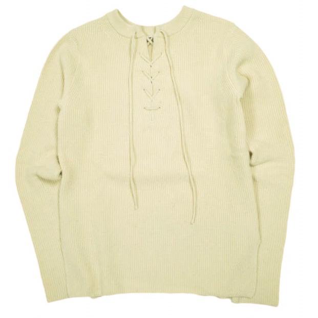 AURALEE オーラリー WOOL RIB KNIT LACE-UP P/O 14.5ミクロン ウールリブレースアッププルオーバー A6AT06WK 1 IVORY セーター ニット | 