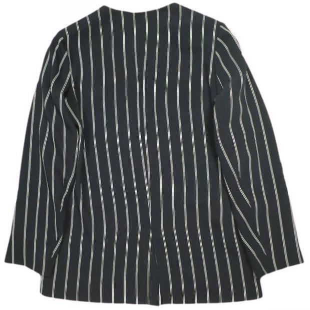 JOURNAL STANDARD L'ESSAGE ジャーナルスタンダード 日本製 ストライプノーカラージャケット ドッレープダブルクロスジャケット NAVY/WHITE |  | 01